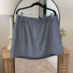 adidas blue and white gingham skirt